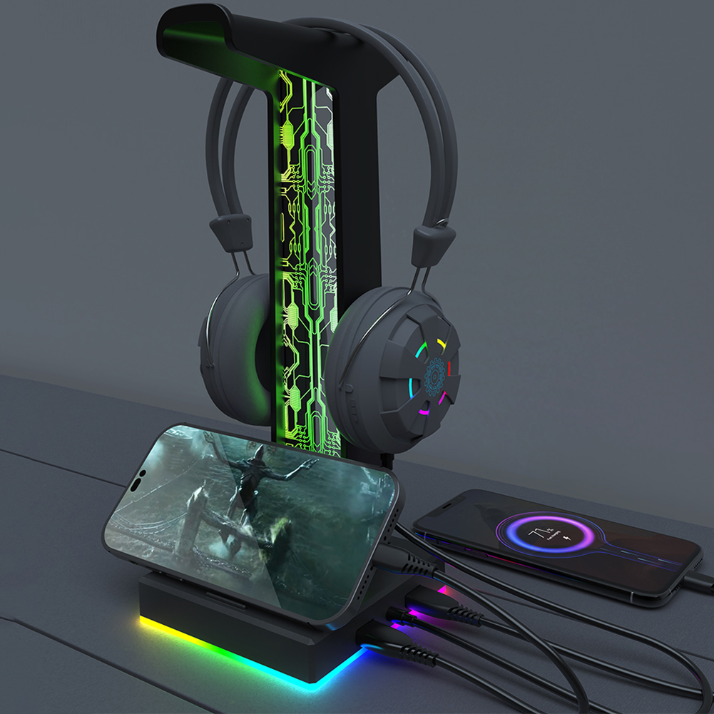 RGB Gaming Headphone Stand Dua - Pad Gaming Console recension och pris